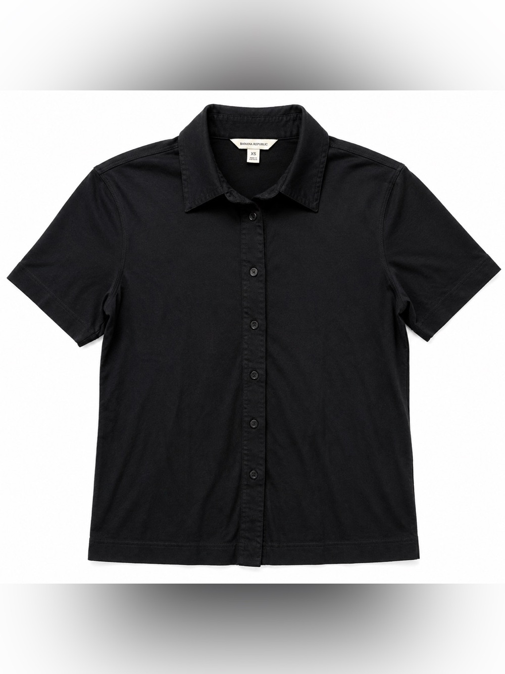 Banana Republic Black 100% Cotton Short Sleeve Button Down Shirt XS